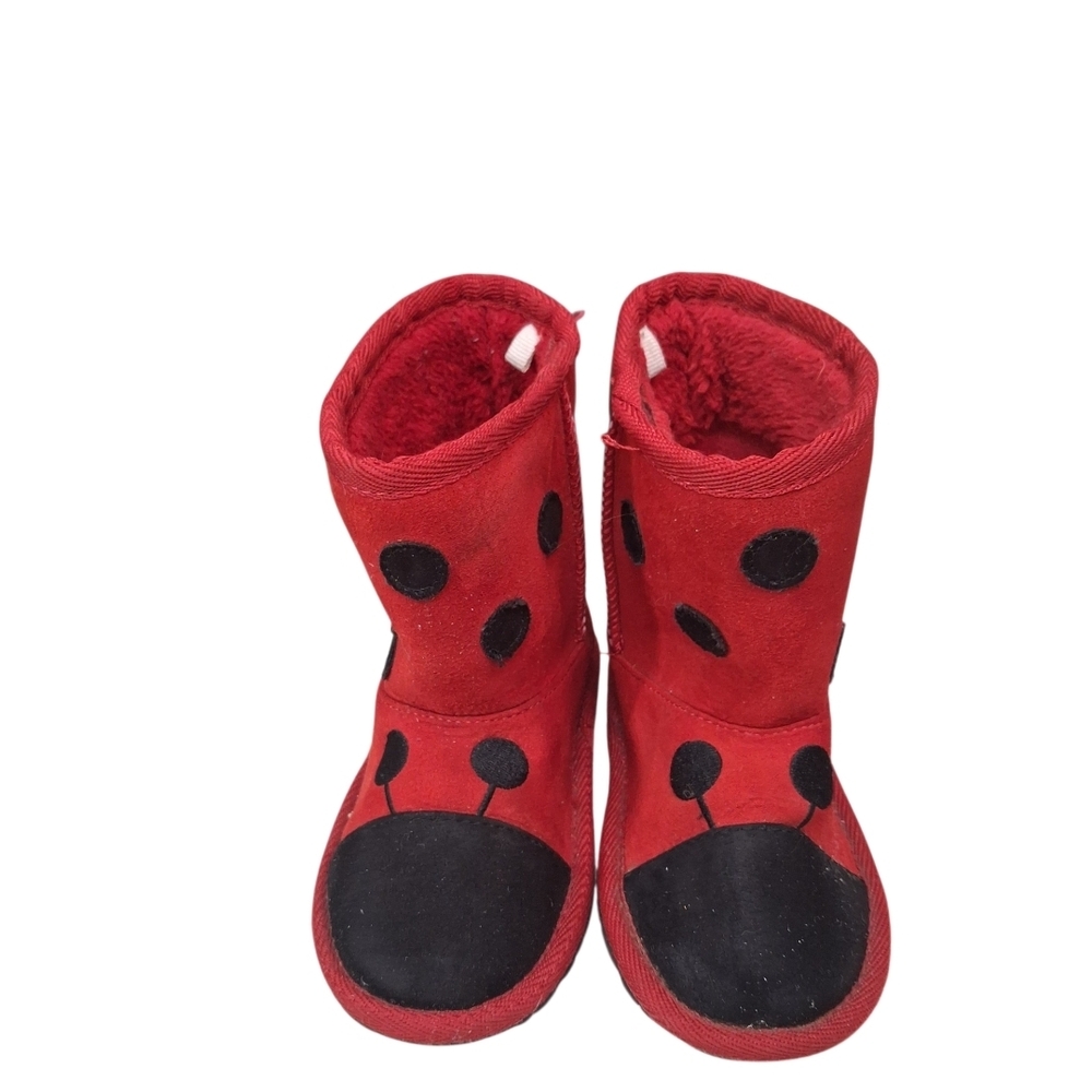 Source Unknown Red and Black Ladybug Kids Boots